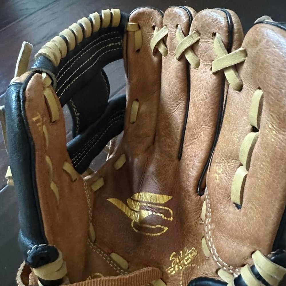 Rawlings Leather Baseball Glove Brown Black Sure Catch Shock Reduction Athletic
